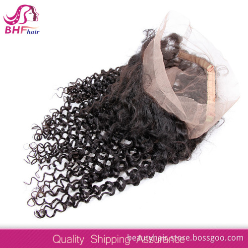 Hot Selling Peruvian Deep Wave Silk Base Elastic Band 360 Lace Frontal Closure
